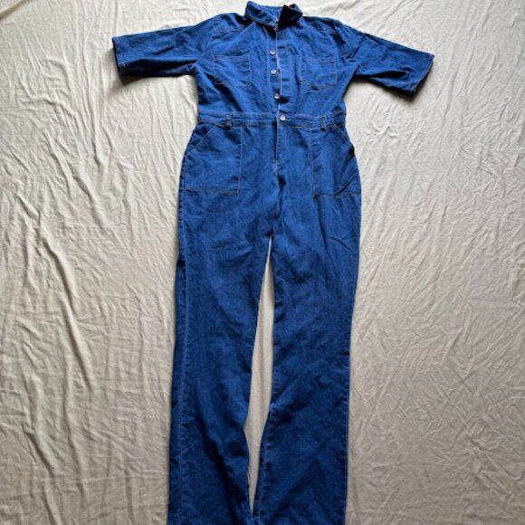 Denim Utility Jumpsuit | Indigo Blue | Size XL - Picture 3 of 6